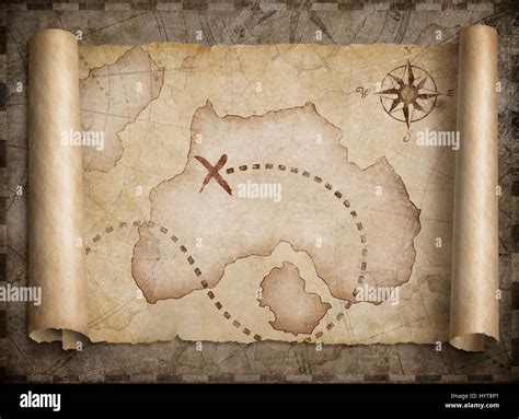 pirates treasure map scroll Stock Photo - Alamy