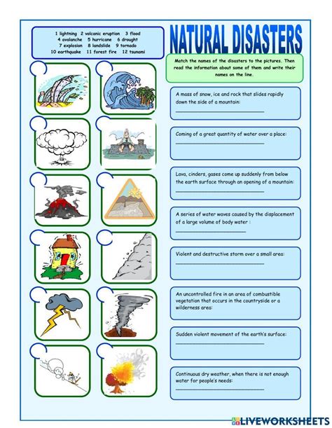 Natural Disasters Vocabulary Interactive Worksheet Live Worksheets