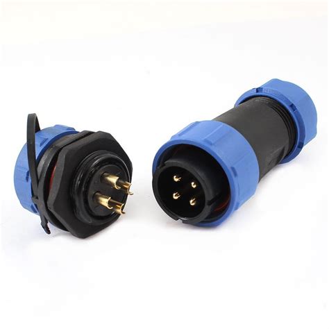 21mm 4 Pin Connecting Aviation Plug Waterproof Cable Gland W Cap In