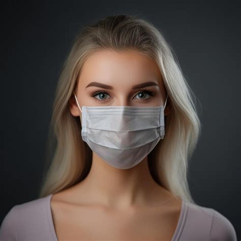 Premium Ai Image A Woman Wearing A Surgical Mask On A Dark Background