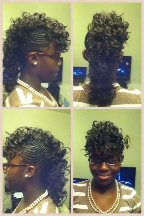 Braided Mohawk With Sew In Weave Wavy Haircut