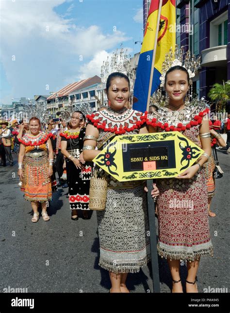 Gawai Celebration Parade Borneo Natives In Traditional Dress Kuching
