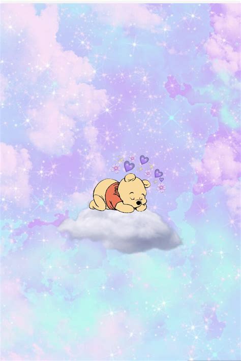 a winnie the pooh sitting on top of a cloud
