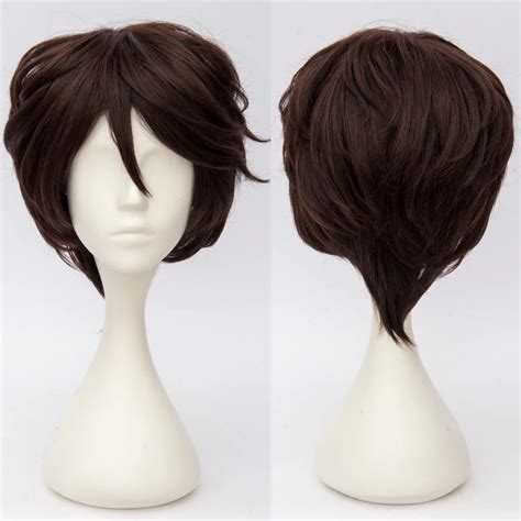 Anime Hair 30cm Short Wavy Brown Party Cosplay Wig Heat Resistantwig