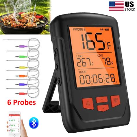 Digital Meat Thermometer Wireless Bluetooth Bbq Grill Food Cooking 6