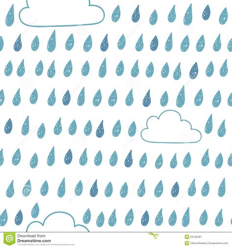 Cute Seamless Pattern With Clouds And Raindrops Stock Vector