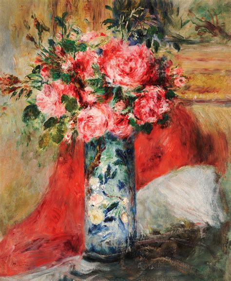 Roses And Peonies In A Vase Pierre Auguste Renoir