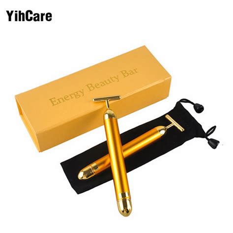 yihcare slimming face 24k gold vibration pulse beauty bar firming facial roller massager stick