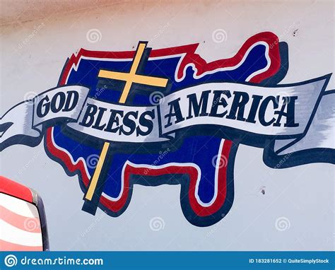 God Bless America Sign With Cross Editorial Photography