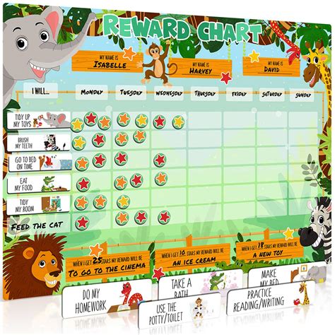 Buy Luigis Large Safari Animal Magnetic Starreward Chart For Kids