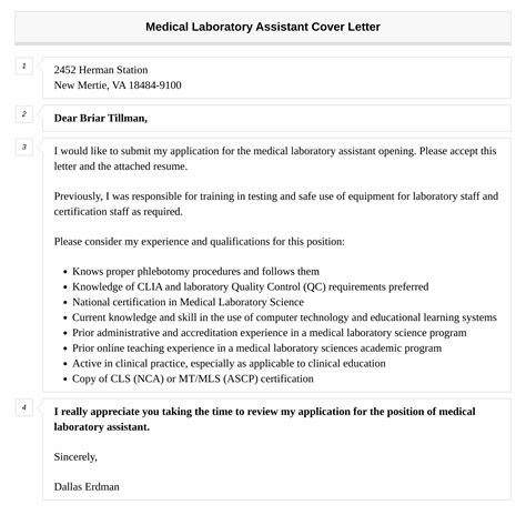 Medical Laboratory Assistant Cover Letter Velvet Jobs