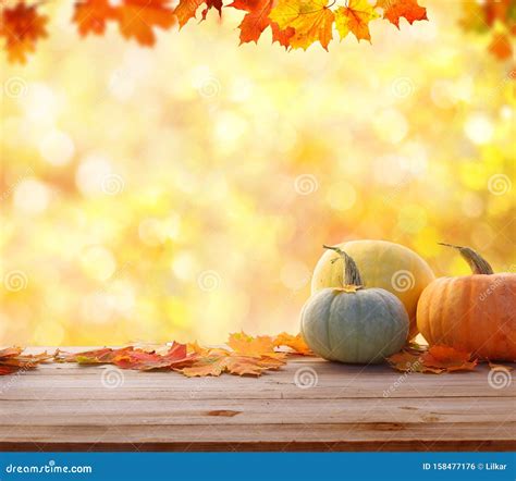 Autumn Background With Leaves And Pumpkinsharvest Or Thanksgiving
