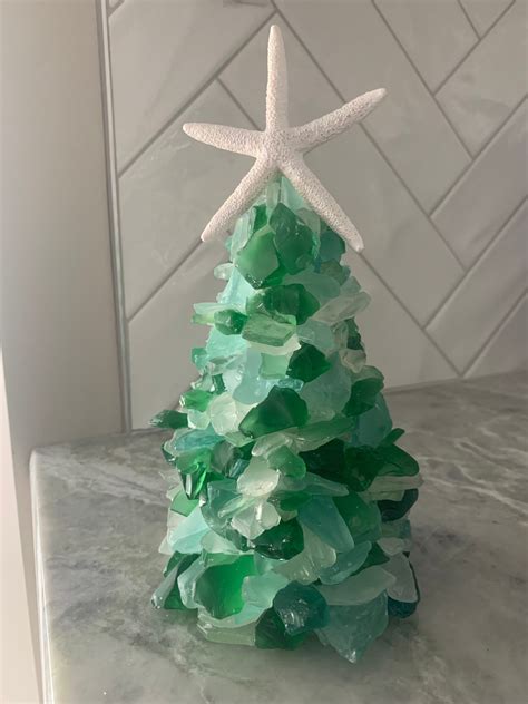 Sea Glass Christmas Tree Made With Light And Dark Green And Etsy