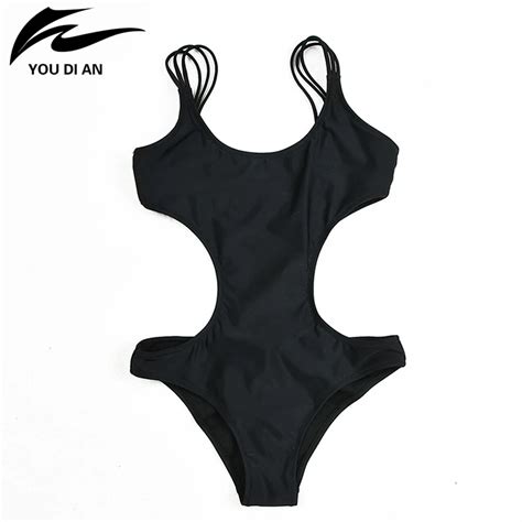 Buy 2017 New One Piece Swimsuit Black Bathing Suits