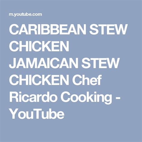 It is usually more sweeter and has intense natural. CARIBBEAN STEW CHICKEN JAMAICAN STEW CHICKEN Chef Ricardo ...