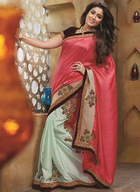 Designer Saris Online Shopping In Usa Uk Canadabuy Brainy Hot Pink Satin Raw Silk Saree