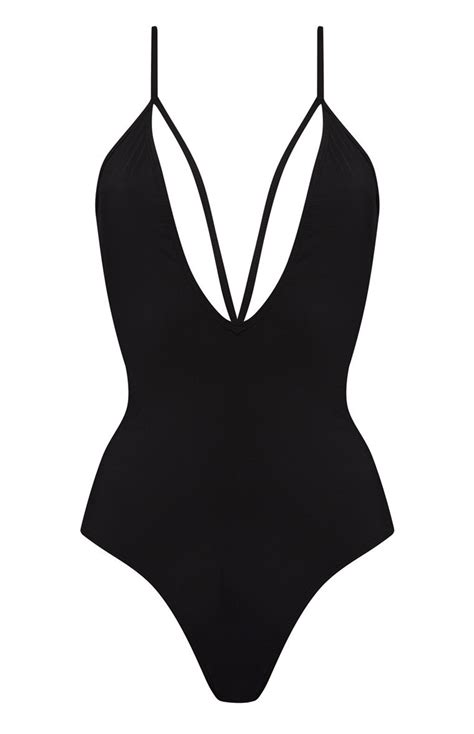 Primark Fato De Banho Decote Fundo Em V Preto Maiôs Monokini Fatos