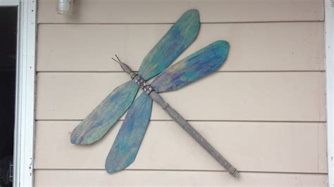 Dragonfly From Ceiling Fan Blades And Weathered Bed Post With A Bit Of