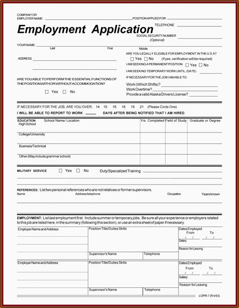 Walmart Employment Application Form Walmart Application For