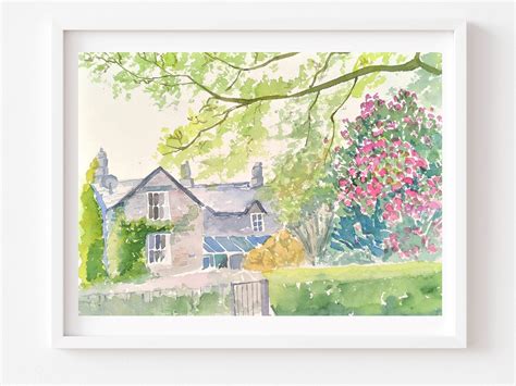 Original Watercolour Painting Lake District Cottage Hand Etsy