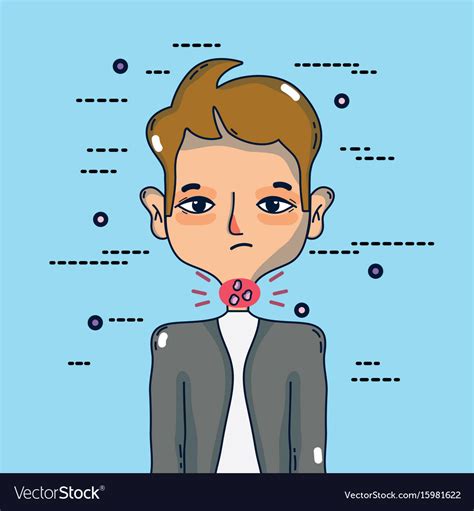 Man With Sore Throat Infection Symptoms Virus Vector Image