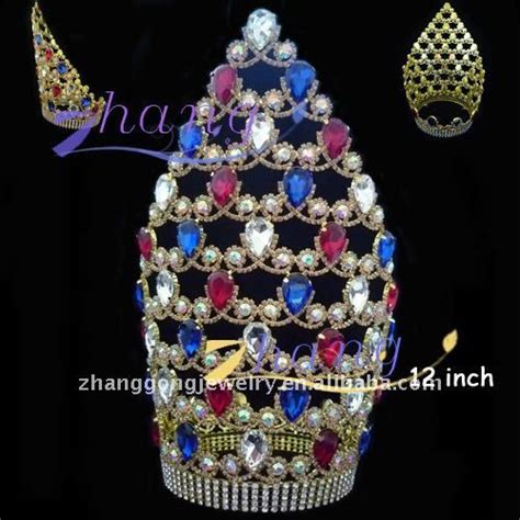 Large Colored Rhinestone Pageant Crown View Pageant Crown Zg Product Details From Yiwu Luoyan