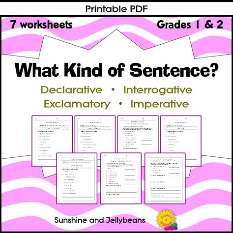 What Kind Of Sentence 4 Sentence Types 7 Worksheets Grades 1 2