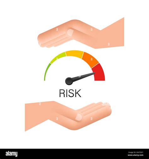 Risk Icon On Speedometer In Hands High Risk Meter Vector Stock