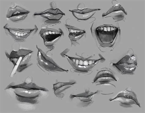 Page Of Lips Lip Drawing Practice Using Ref Digitalpainting Lips