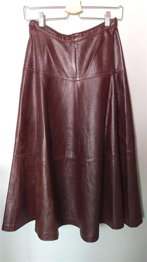 Vintage Burgundy S S Leather Skirt Vintage Etsy Leather Skirt Fashion Skirts