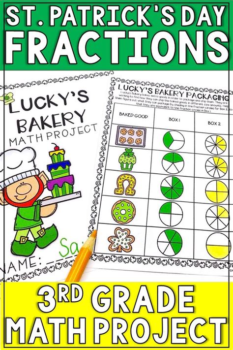 St Patricks Day Math Project 3rd Grade Fractions Activity On A