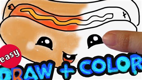 How To Draw A Cartoon Hot Dog And Bun Easy Cute Kawaii