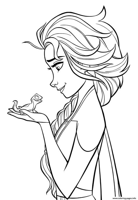 And since the last movie had incredible songs you. Elsa And Lizard Bruni Frozen 2 Coloring Pages Printable