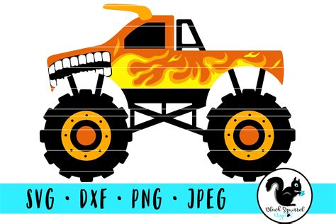 Bull Monster Truck With Flames On Dirt Mound Svg Truck Jam 383683