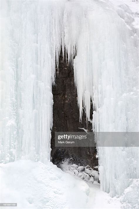 Frozen Waterfall In Cortina Dampezzo South Tyrol Italy High Res Stock