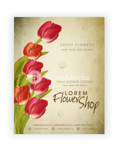 Creative Flowers Shop Flyer Banner Or Template With Fresh Roses