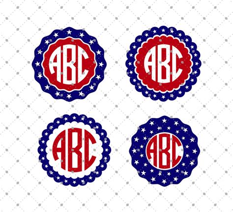 SVG Cut Files for Cricut and Silhouette - 4th of July Monogram Frames