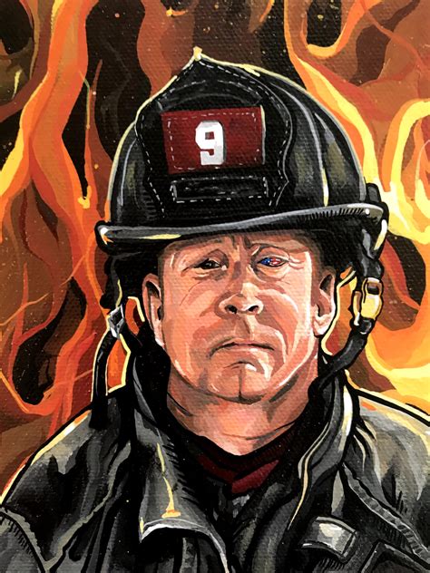 A Firemans Portrait Custom Art Feature Asphalt Canvas Custom Art