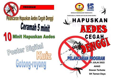 Poster Hapuskan Aedes Cegah Denggi Demam Denggi Info Sihat Bahagian Pendidikan Kesihatan