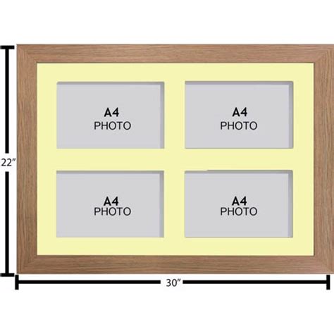 Large Multi Picture Photo Aperture Frame A4 Size With 4 Openings