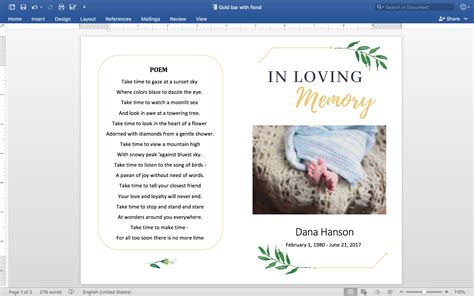 Infant Funeral Program Template Obituary Baby Funeral Simple Etsy