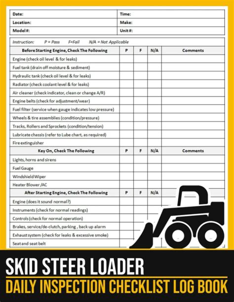 Buy Skid Steer Loader Daily Inspection Checklist Skid Steer Pre Use Inspection Checklist Book