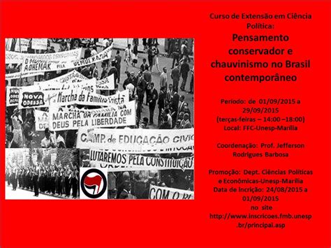 Chamamos de chauvinismo o senimento expresso de alguém cegamente patriota ou rigidamente convencido da classificação morfossintática. História do Partido de Representação Popular.: "Curso de Extensão Pensamento conservador e ...