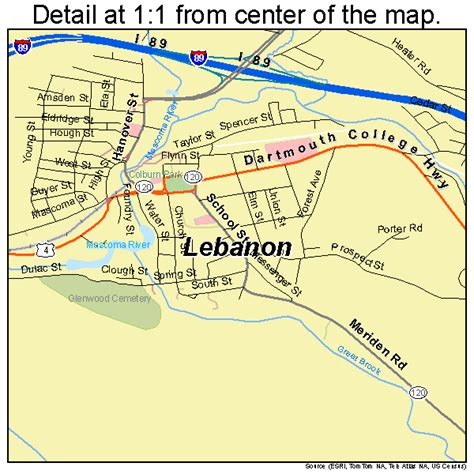 Lebanon New Hampshire Street Map 3341300