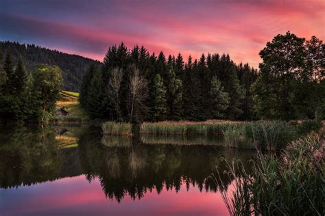 1060492 Landscape Forest Sunset Lake Nature Reflection Sunrise