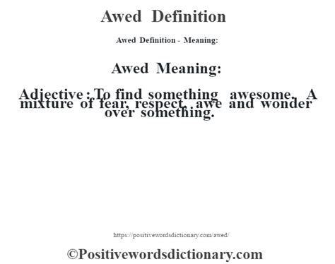 • awed (adjective) the adjective awed has 2 senses Awed Definition definition | Awed Definition meaning ...