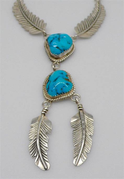 Vintage Sterling Silver And Double Turquoise Dangling Feather Etsy