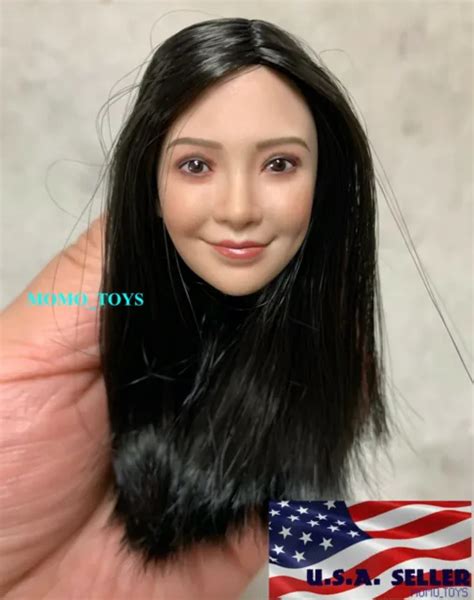 16 Asian Female Black Hair Head Sculpt For 12 Tbleague Phicen Figure