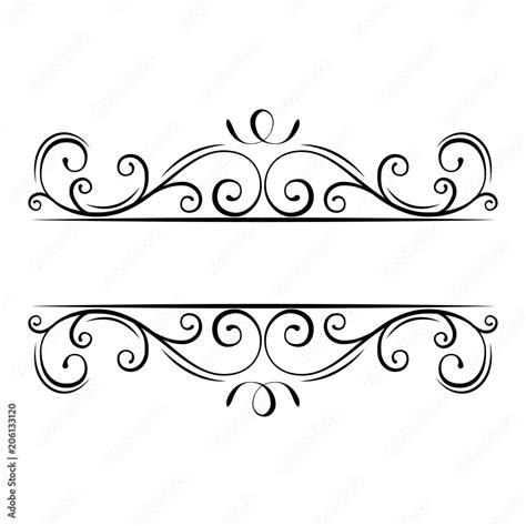 Calligraphic Flourish Frame Decorative Ornate Border Swirls Curls
