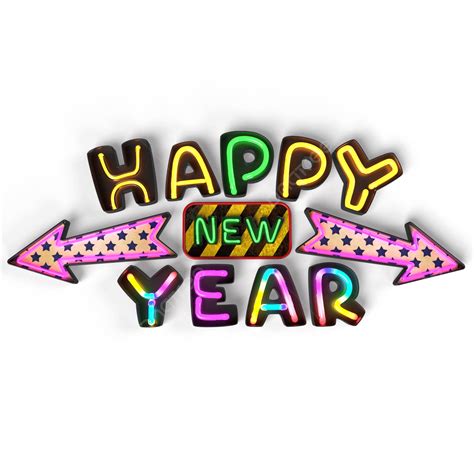 New Year 3d Images Bright Neon Sign Happy New Year Retro 3d